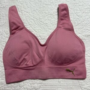 PUMA Performance Ladies Seamless Sports Bra Pink Ajustable Straps Size XS #493